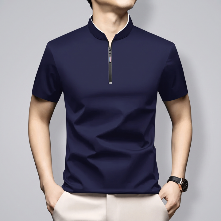 Emilian Modern Men's Cotton Polo Shirt with Half-Zip - Elena Harper