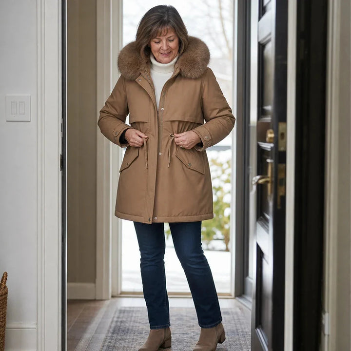 Emma Elegant and Warm Mid-Length Women's Parka, view 10 - Elena Harper