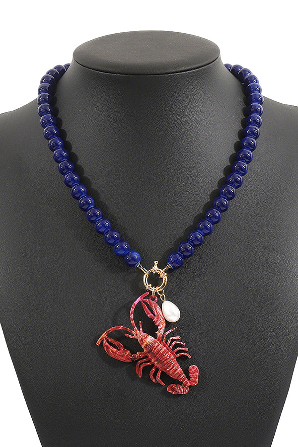 Fashion Lobster Holiday Earrings and Necklace