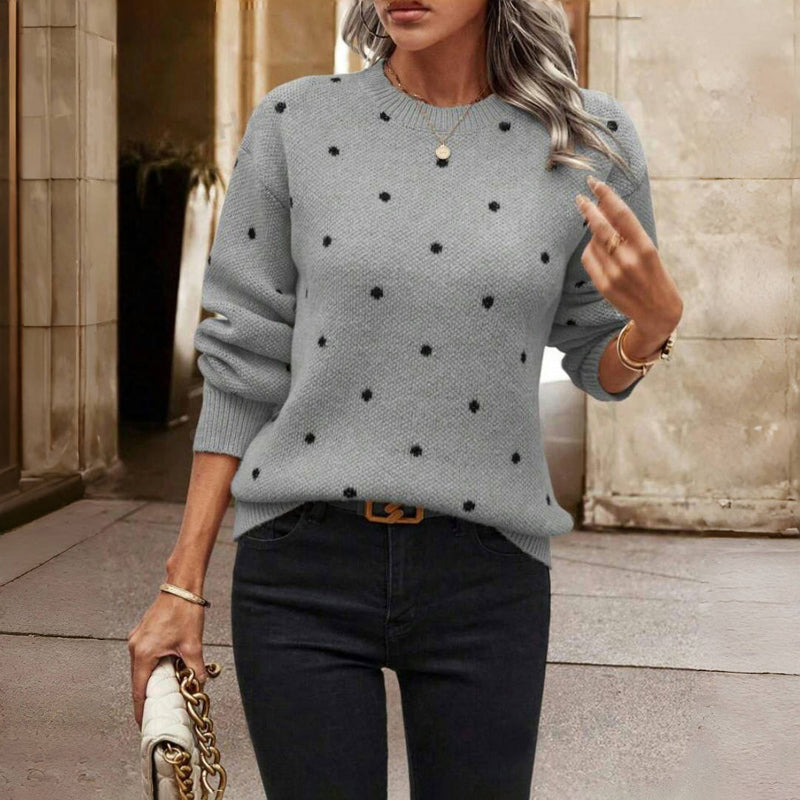 Casual Polka Dot Knitted Jumper