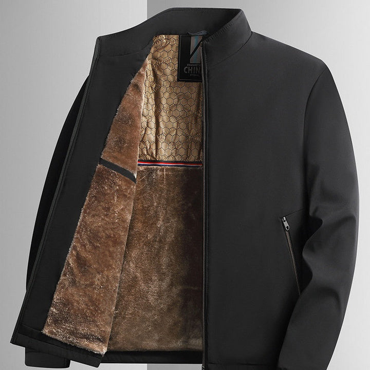 Men's Warm Zip-Up Jacket with High Collar