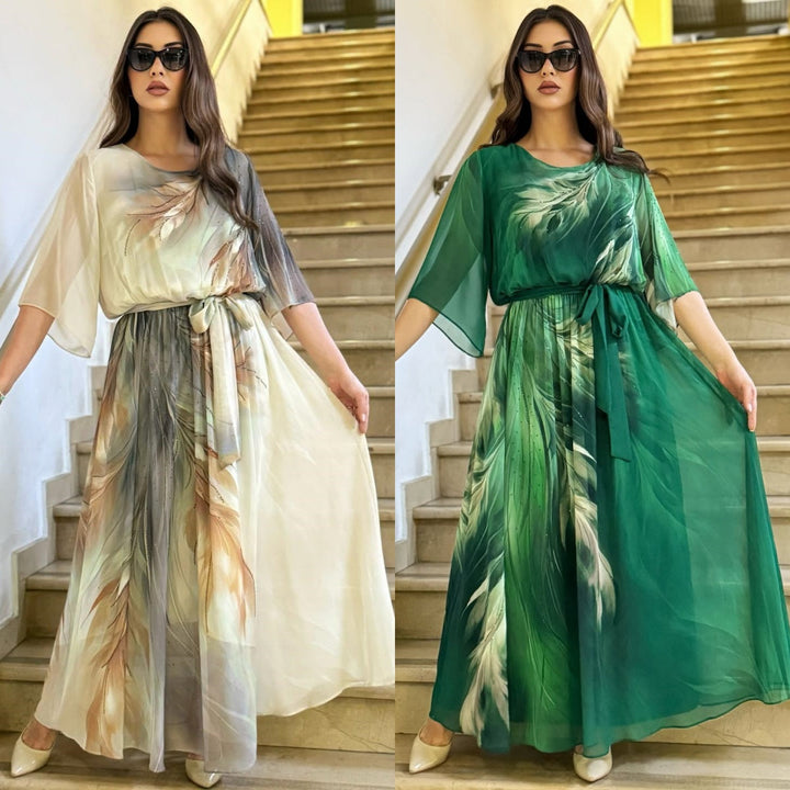 Crisanta Elegant Chiffon Dress, view 4 - Elena Harper