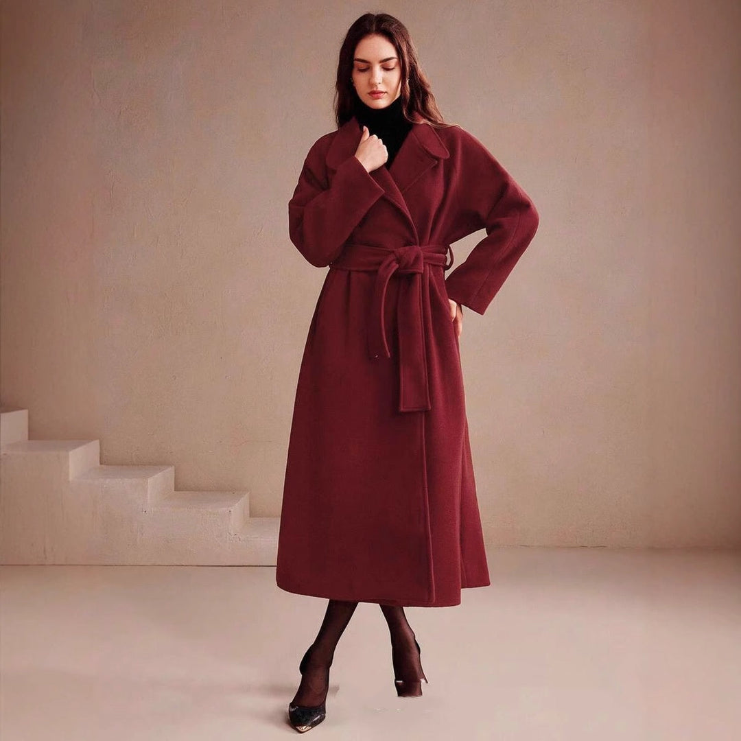 Long Crossed Wool Coat with Tailored Collar for Women Maelith, view 2 - Elena Harper