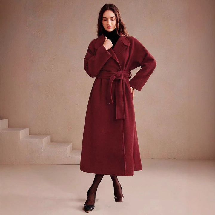 Long Crossed Wool Coat with Tailored Collar for Women Maelith, view 2 - Elena Harper