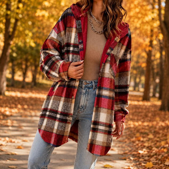 Ninon™ | Soft Flannel Jacket with Hood