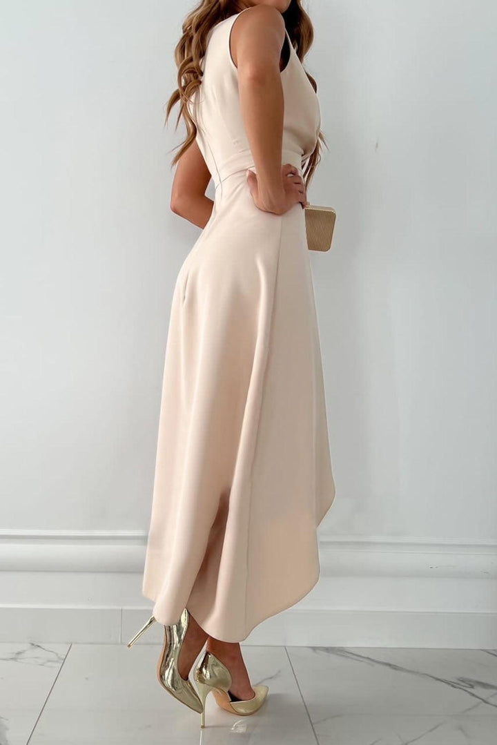 Sophie Elegant Midi Dress with V-Neck - Elena Harper