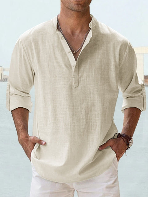Bastian | Men's Casual Long Sleeve Shirt with Stand-Up Collar