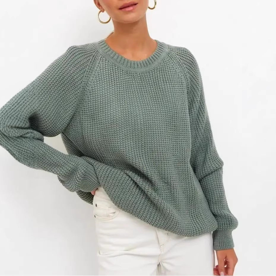 Women's Solid Knit Sweater - Comfortable and Warm Fit