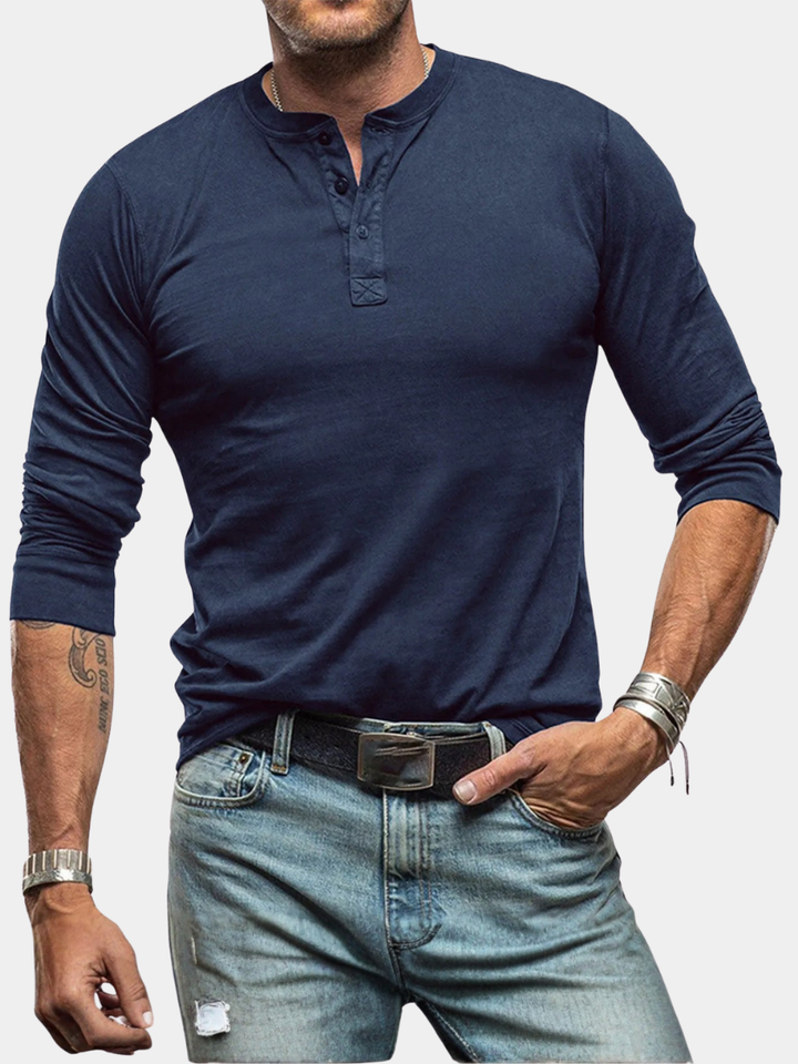 LAURENT MONACO | MEN'S FITTED LONG SLEEVE HENLEY T-SHIRT