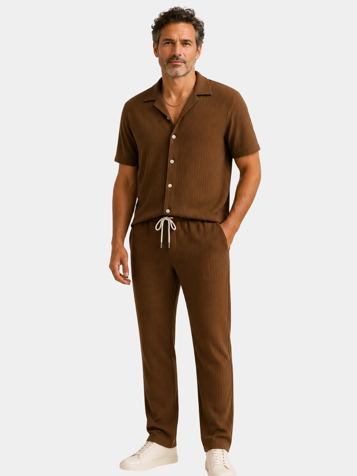 LAURENT MONACO | CLASSIC PLEATED TWO-PIECE LOUNGE SET FOR MEN
