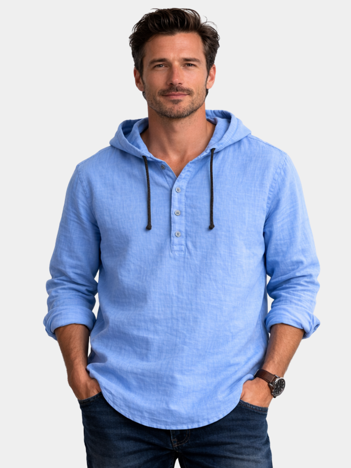 LAURENT MONACO | LINEN HOODIE SHIRT FOR MEN