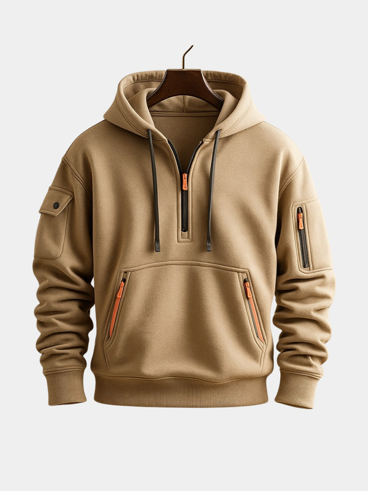 LAURENT MONACO | MEN'S FLEECE HOODIE WITH HALF-ZIP