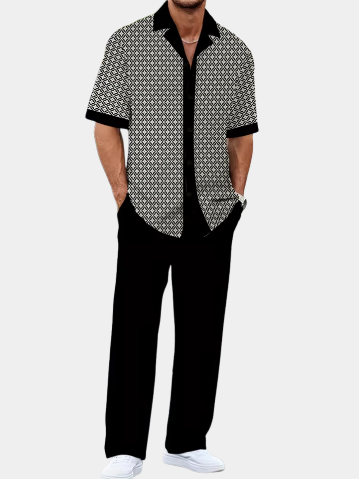 LAURENT MONACO | CONTRASTING GEOMETRIC PRINT SUMMER SET FOR MEN