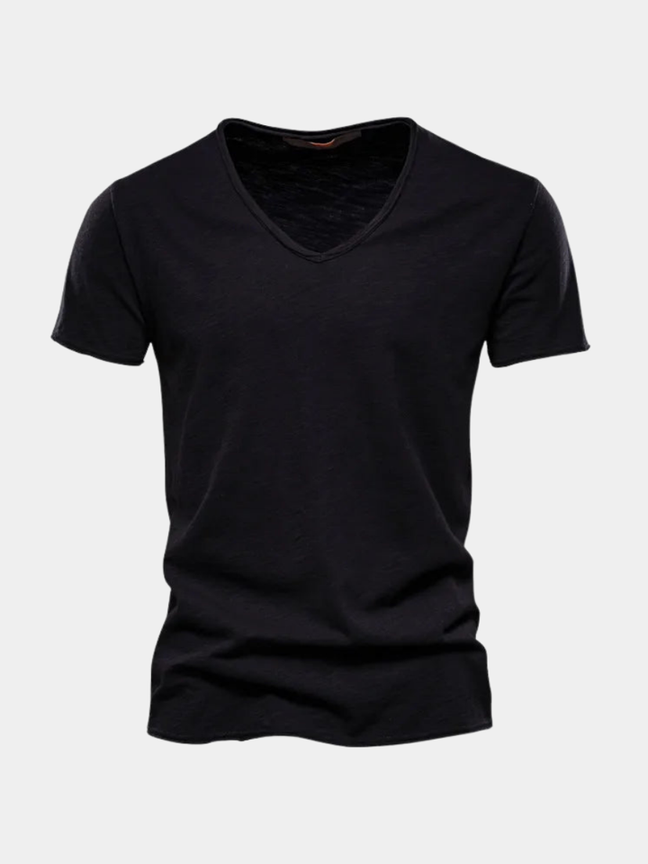 LAURENT MONACO | COTTON V-NECK T-SHIRT FOR MEN
