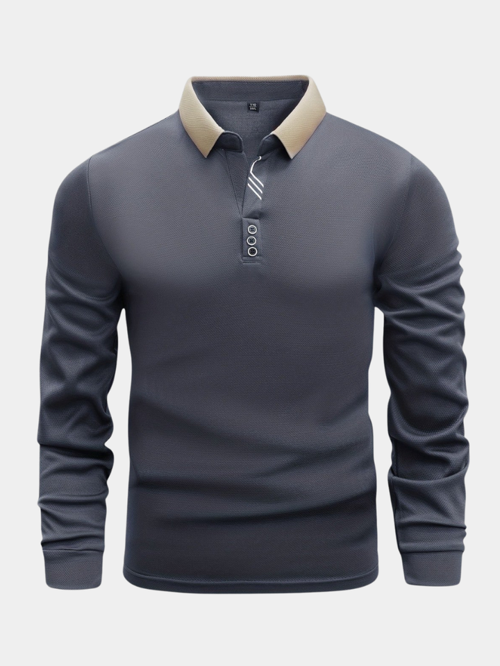 Laurent Monaco Long Sleeve Polo Shirt for Men - Elena Harper
