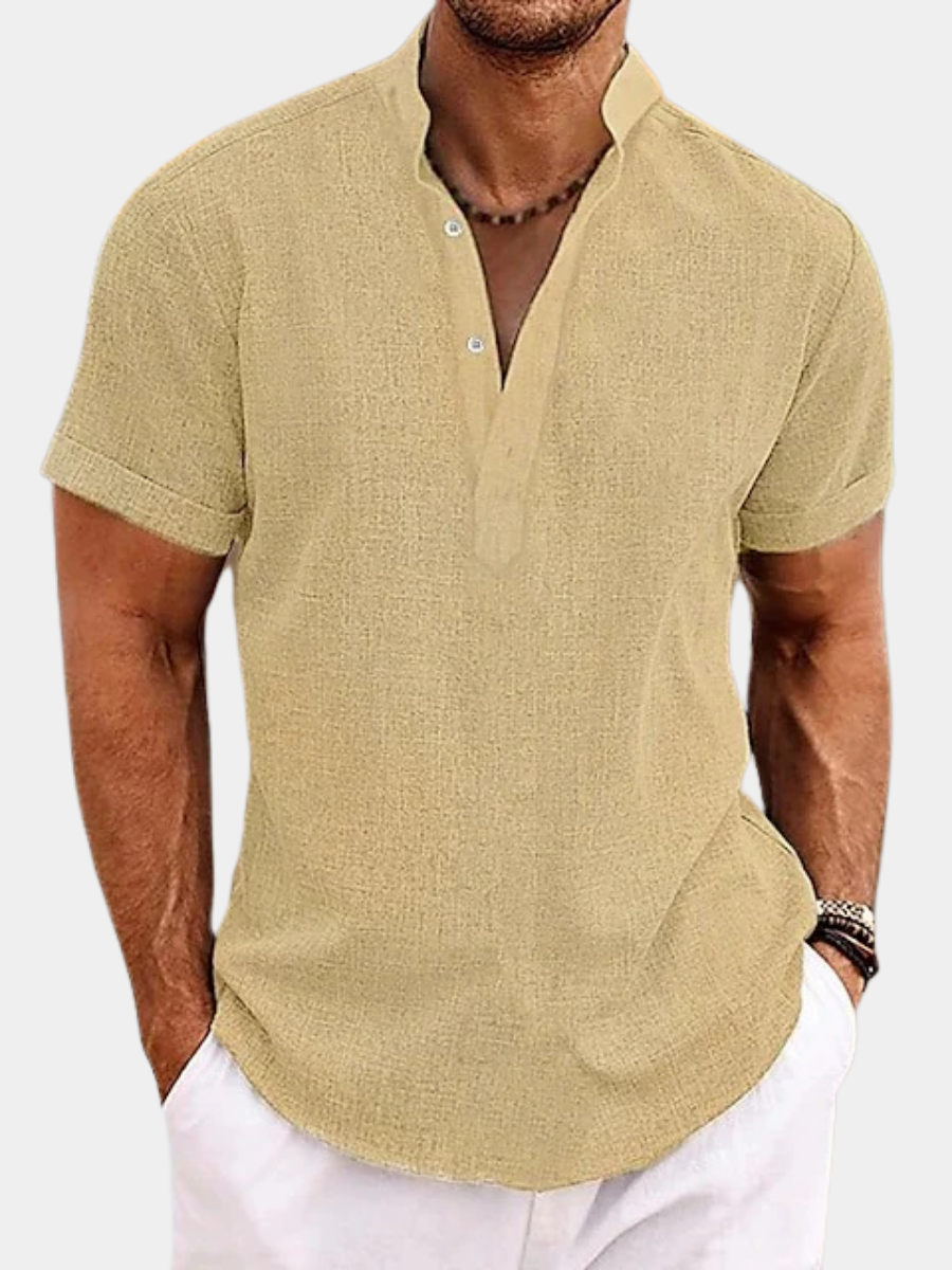 LAURENT MONACO | TEXTURED POPOVER SHIRT FOR MEN