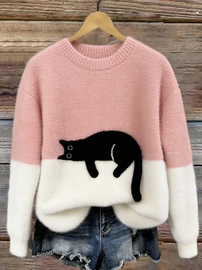 Paula™ | Soft Oversized Sweater with Cat Print