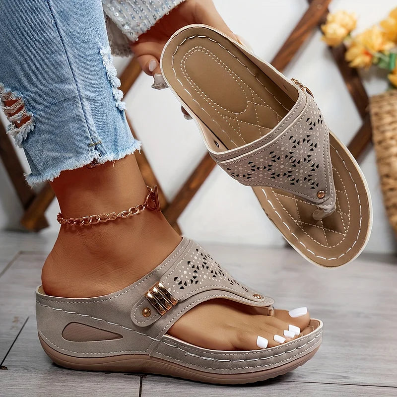 Anazza Comfortable Everyday Sandals with Wedge Heel, view 4 - Elena Harper