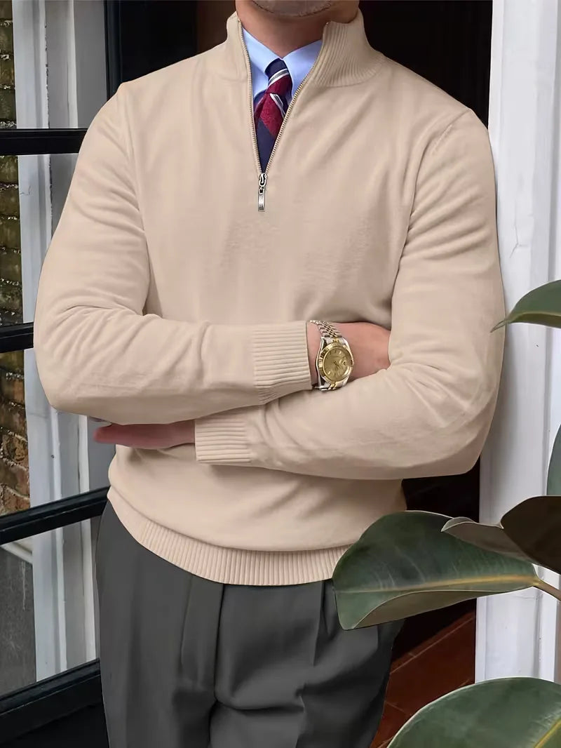 Thomas - Elegant Zip Mock Neck Sweater