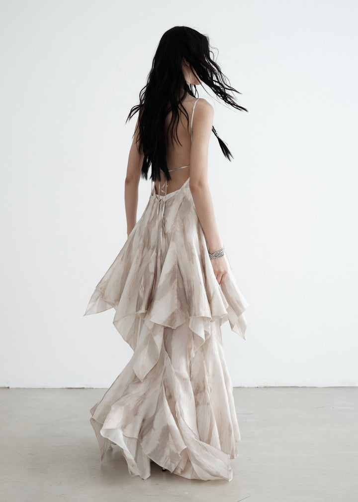 Éléna Asymmetrical Backless Long Dress, view 2 - Elena Harper