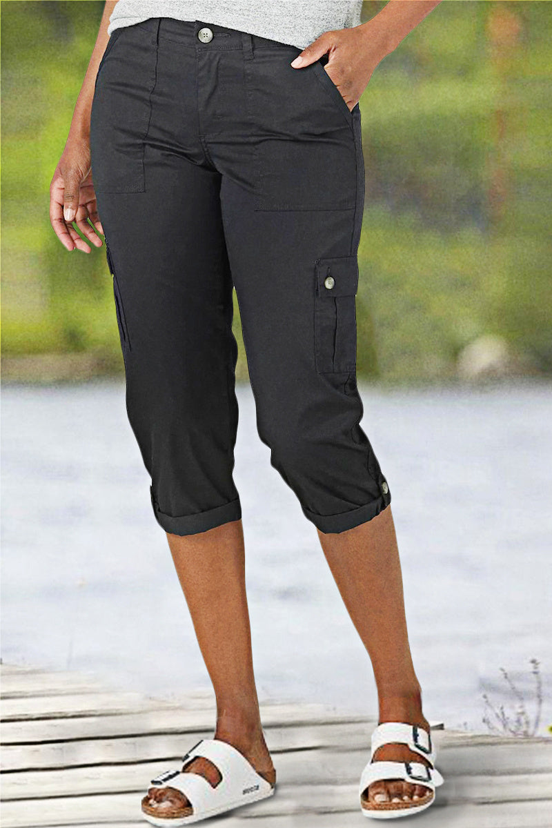 Harper Casual Cargo Pants with Mid-Rise Waist and Pleats - Elena Harper