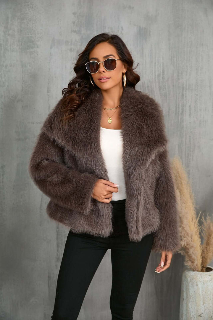 Taupe Coat - Elena Harper