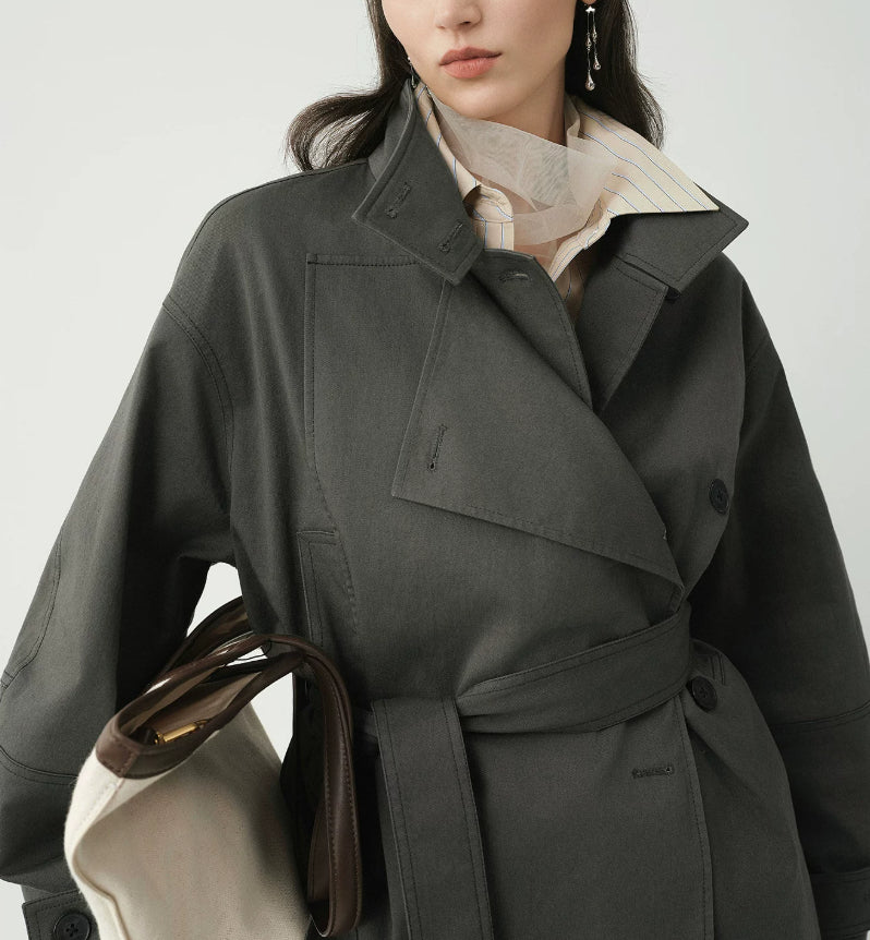Women's Crossed Jacket with High Collar – Elegant Fitted Style Small Size