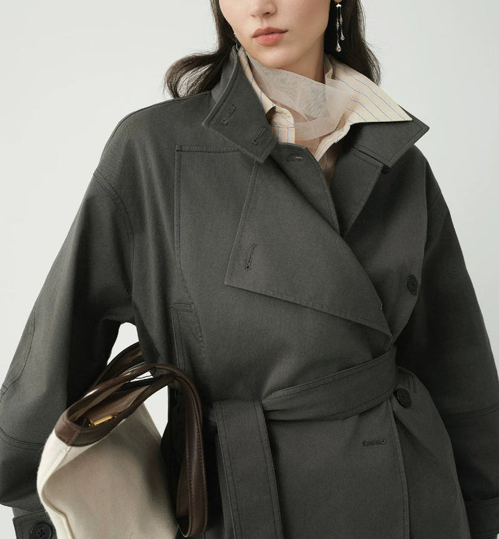 Women's Crossed Jacket with High Collar – Elegant Fitted Style Small Size