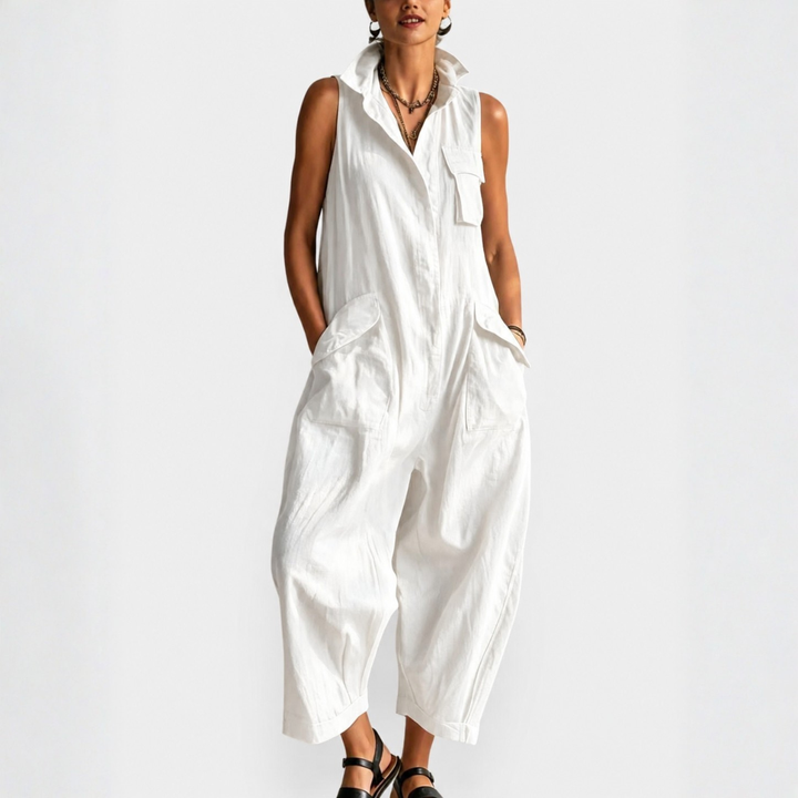 SLEEVELESS CARGO JUMPSUIT FOR WOMEN