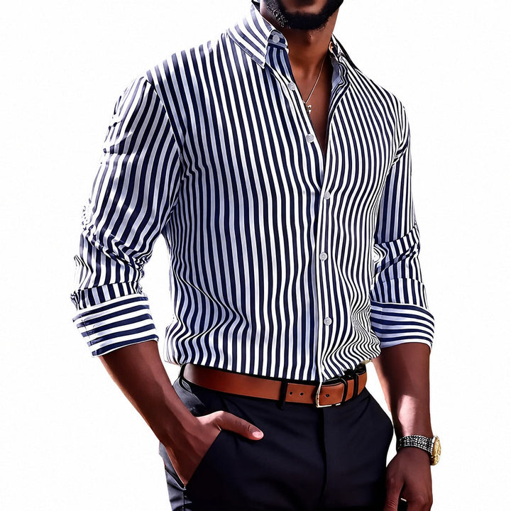 Brycen Stylish Striped Men's Long Sleeve Shirt - Elena Harper