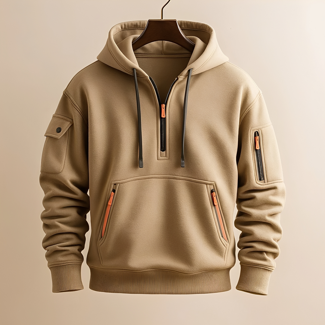 Burton Comfortable Hoodie with Half Zip, view 2 - Elena Harper