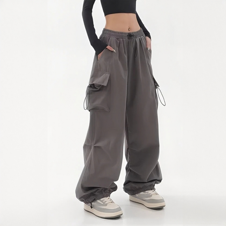 Aimée Trendy Cargo Pants with Wide Legs, view 3 - Elena Harper