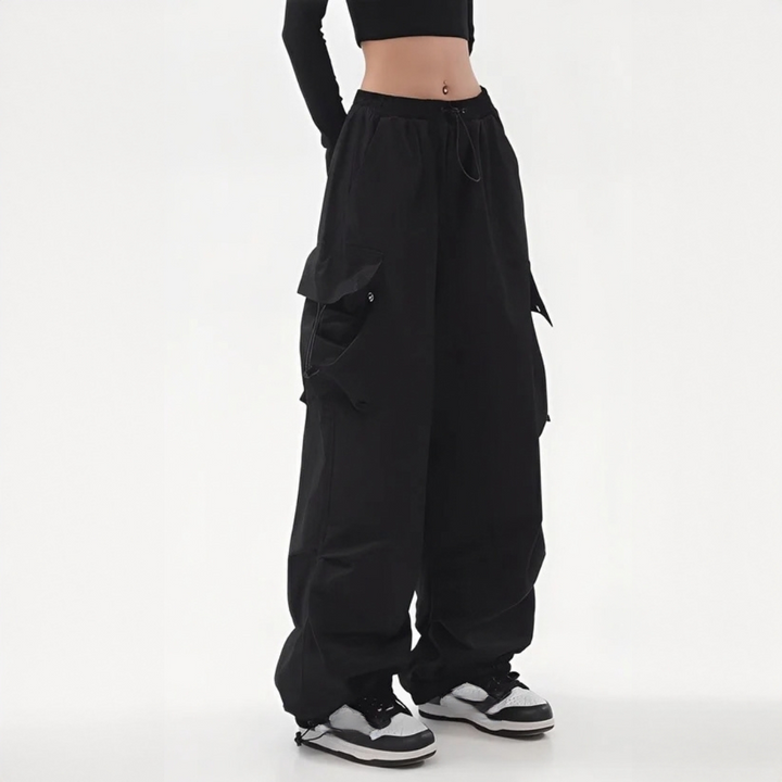 Aimée Trendy Cargo Pants with Wide Legs, view 2 - Elena Harper