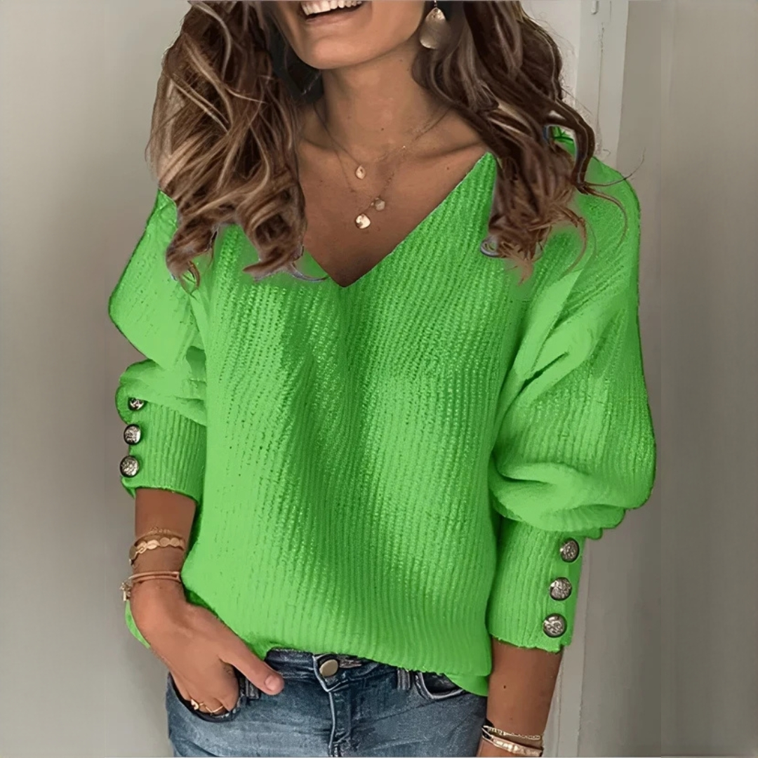 Adalyn Comfortable and Warming V-Neck Sweater, view 6 - Elena Harper