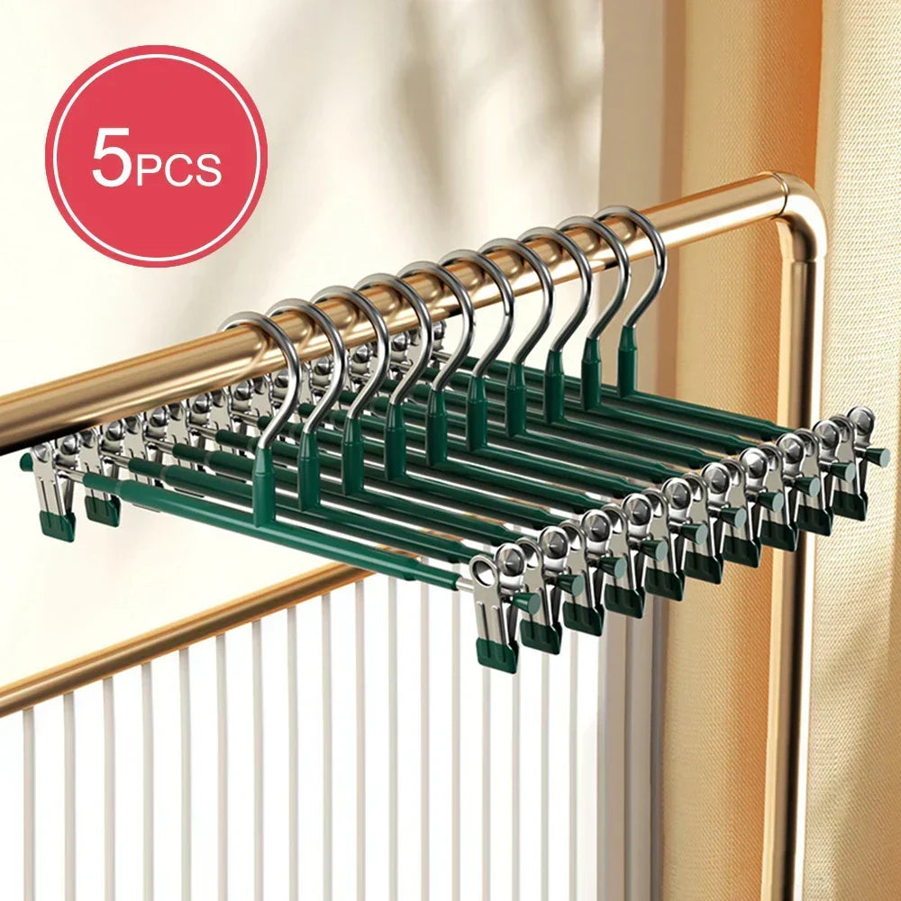 Adjustable Non-Slip Stainless Steel Hanger with Clips for Skirts, Pants & Underwear - Space-Saving & Mark-Free