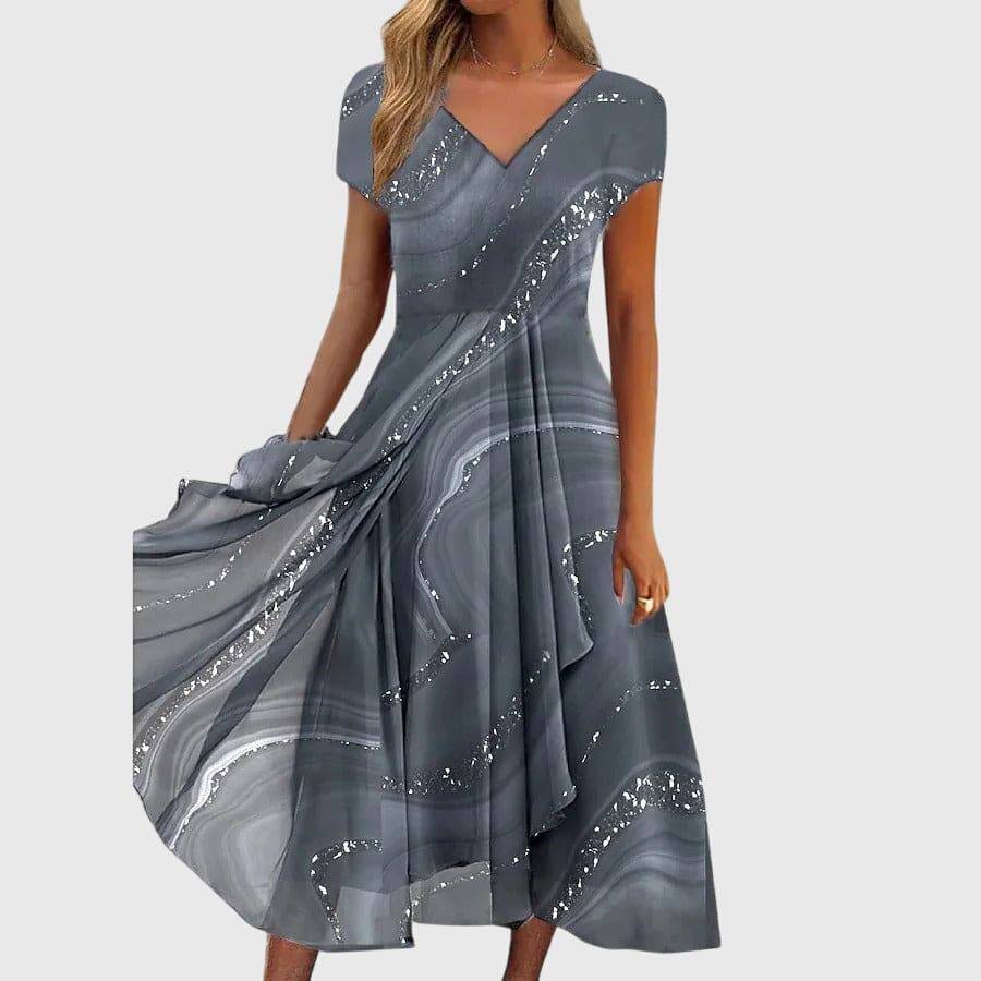 Aubrielle™ flowing midi dress for women by Emma & Rose Cape Town, featuring a lightweight, elegant fabric and midi length.