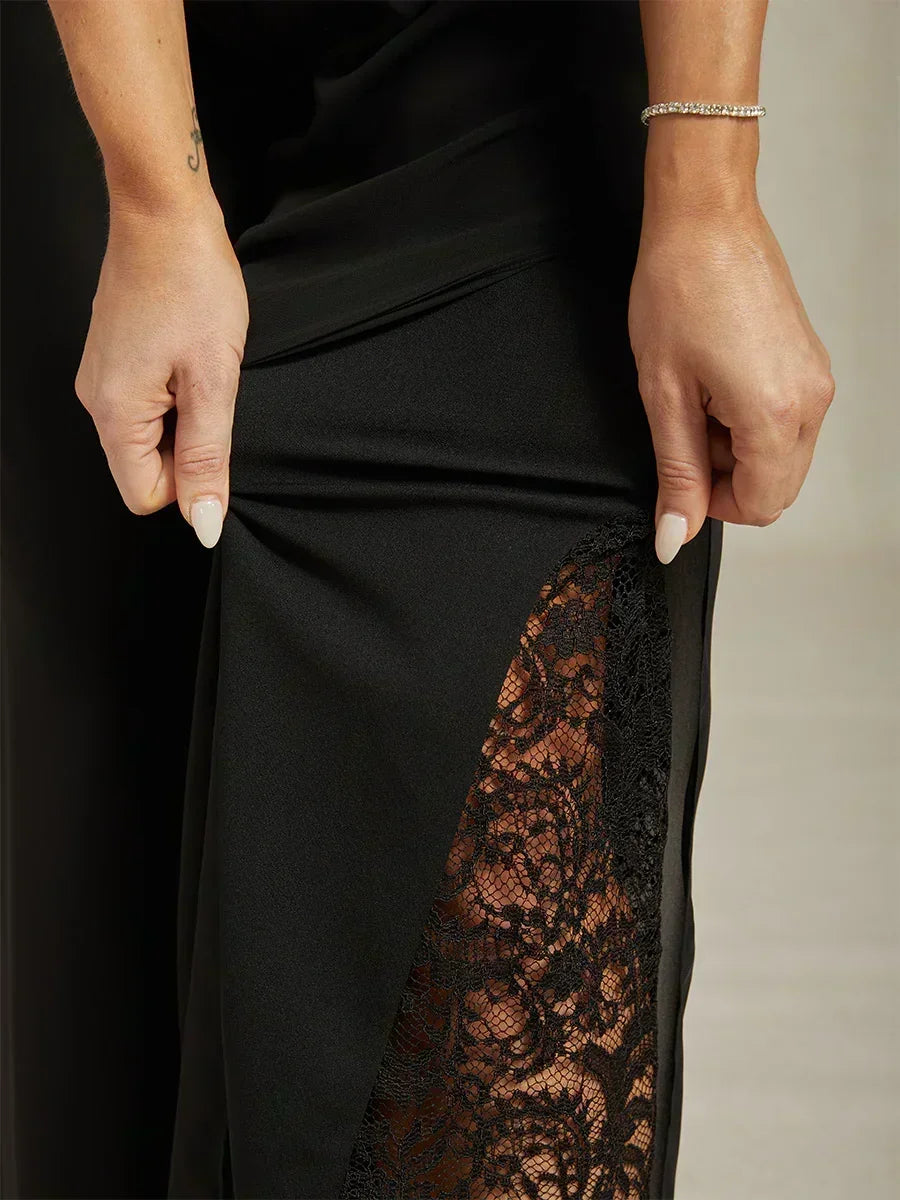 Graciana | Chiffon Trousers with Straight Leg and Slit
