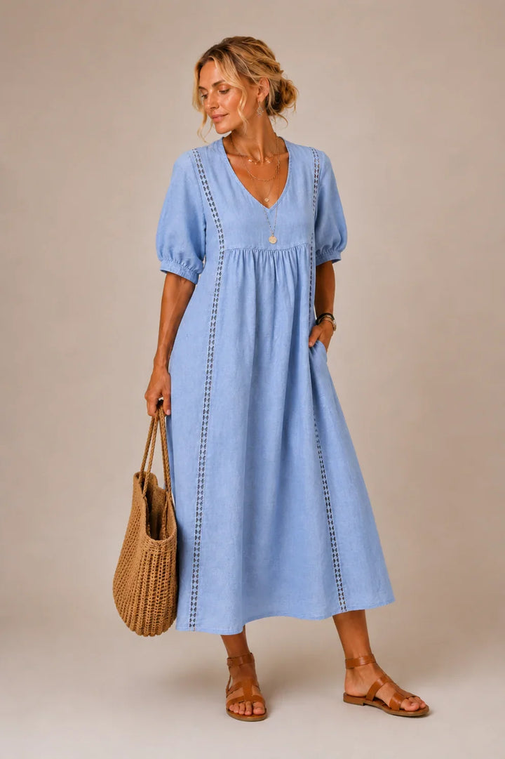 Natasja™ | Tummy-Hiding Midi Dress with V-Neck