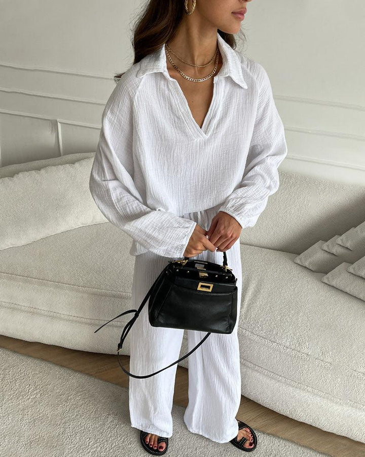 Autumn V-Neck Casual Set - Elena Harper