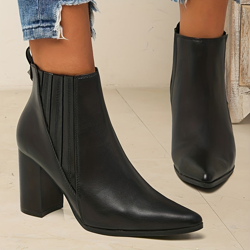 Olivia | Elegant Pointed-Toe Ankle Boots with Block Heel