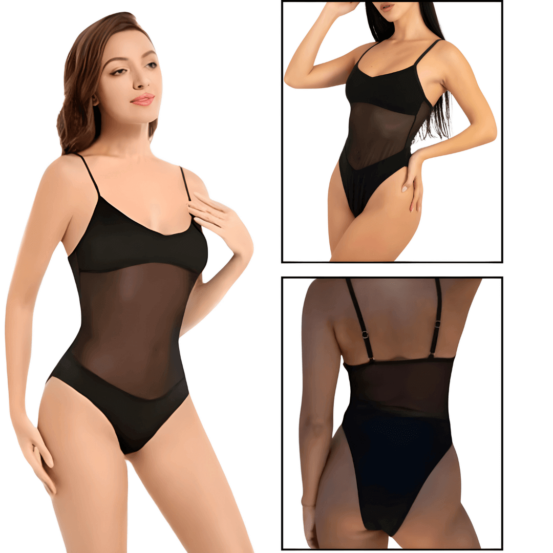 Tan-Through Swimsuit Women's One-Piece, view 8 - Elena Harper