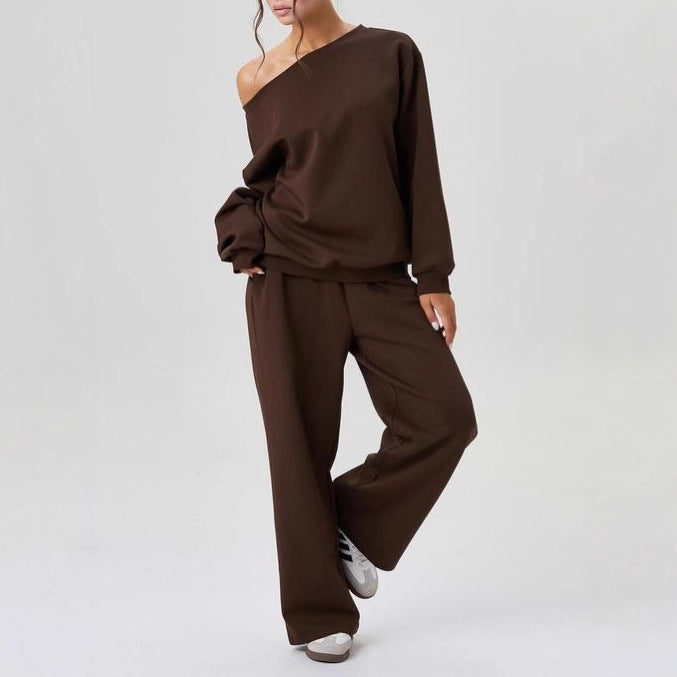 Two-Piece Casual Women's Set – Chic Sporty Style Off-Shoulder