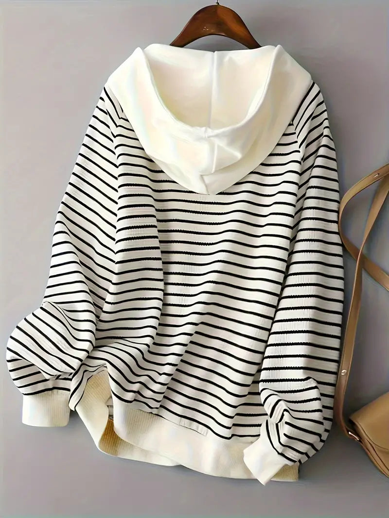 Striped Lightweight Hooded Jacket for Women – Comfortable Casual Wear
