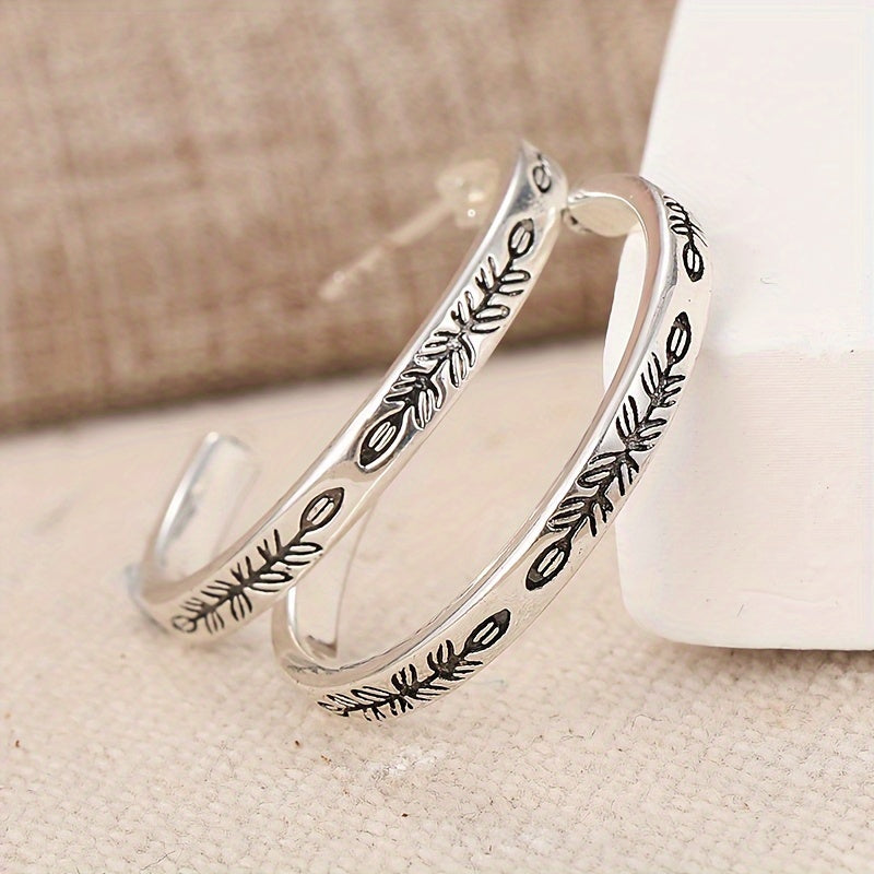 Unique Silver Hoop Earrings, view 2 - Elena Harper