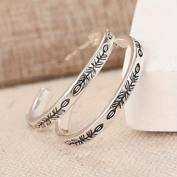 Unique Silver Hoop Earrings, view 2 - Elena Harper