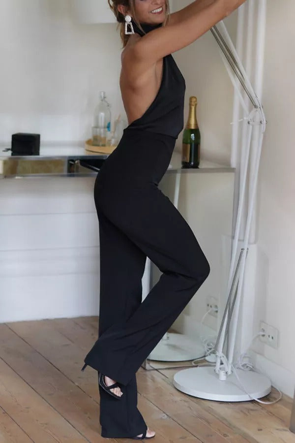 Yuki Thriving All Night Satin Halter Neck Jumpsuit, view 7 - Elena Harper