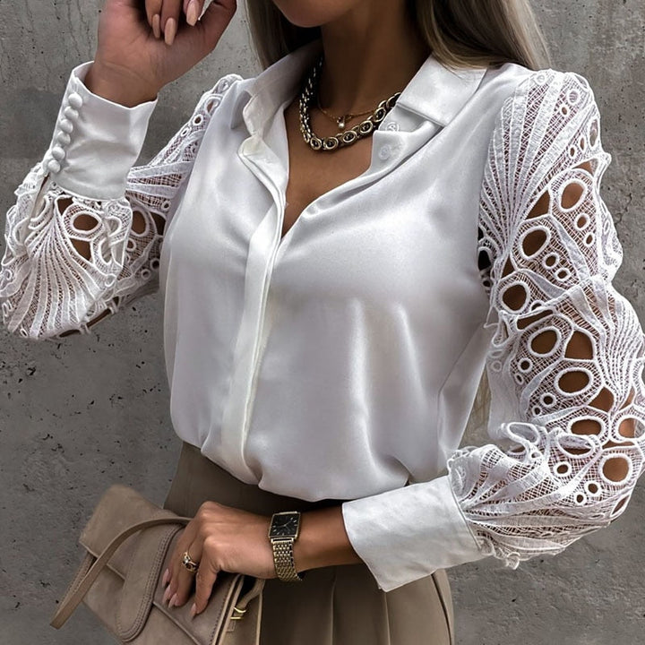 Noémie - Blouse with Lace Sleeves | Timeless Class & Elegance
