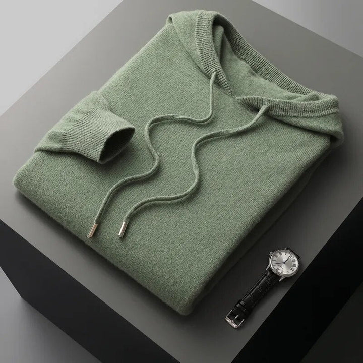 Men's Cozy Drawstring Knit Hoodie Sweater for Everyday Comfort, view 5 - Elena Harper