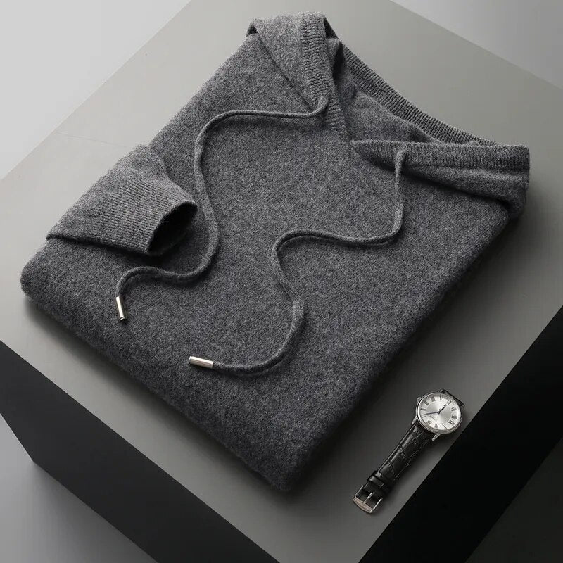 Men's Cozy Drawstring Knit Hoodie Sweater for Everyday Comfort, view 6 - Elena Harper