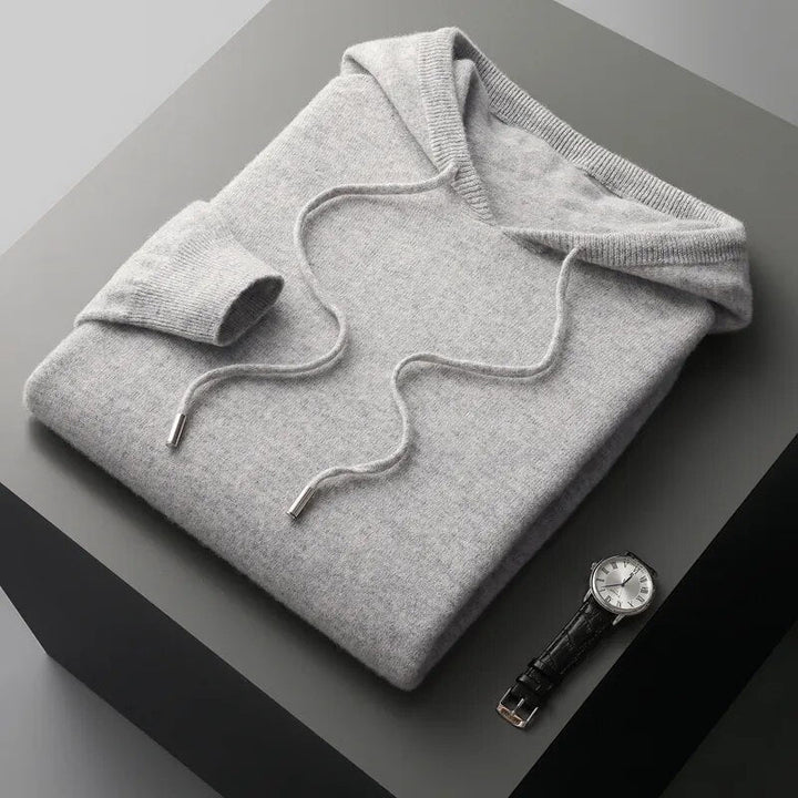 Men's Cozy Drawstring Knit Hoodie Sweater for Everyday Comfort, view 7 - Elena Harper